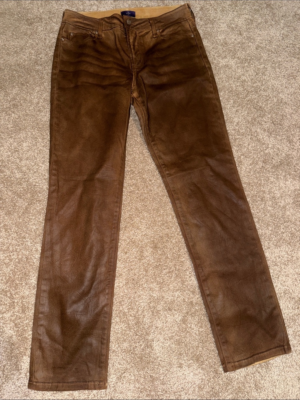 NYDJ Brown Faux Leather Skinny Jeans - size 8P